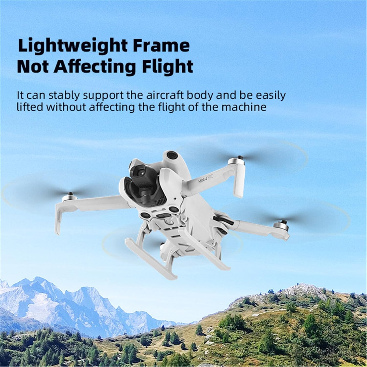 Mini 4 Pro Foldable Sled Landing Gear, Extension Tripod Landing Gear For DJI Mini 4 Pro Drone Bottom Sensor Protector Quick Release Light Weight 16g Feet Kit Aircraft Protection Accessories