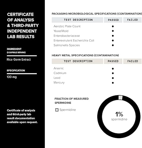 Miniatura 7 de Toniiq Suplemento de espermidina ultra concentrado de 22 mg - Suplementos de espermidina para hombres y mujeres - Mezcla de extracto de germen de