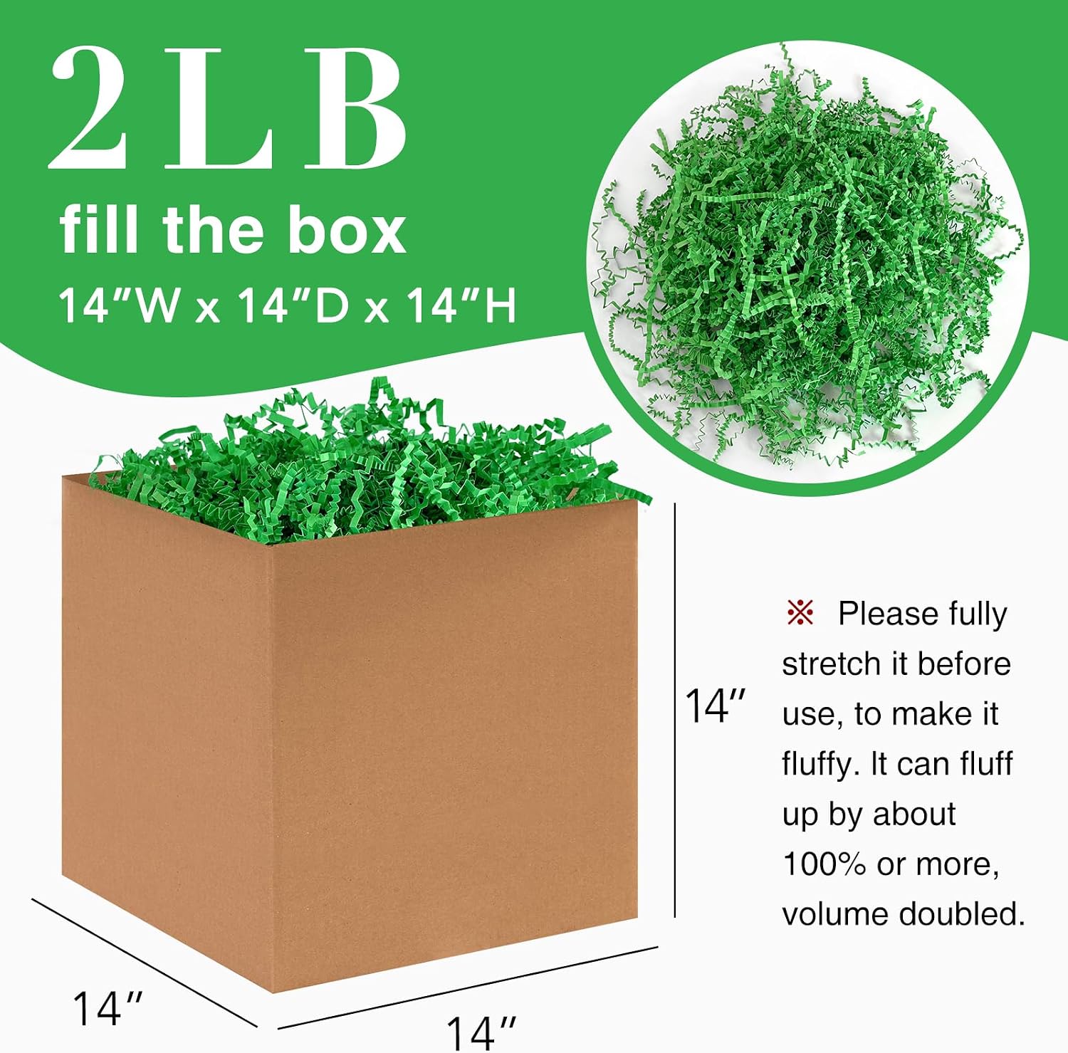 2LB Crinkle Cut Paper Shred Filler for Bag Gift Box Basket Confetti Paper Shreded Stuffing Decoration for Valentine's Day Holiday Party (Forest Green)