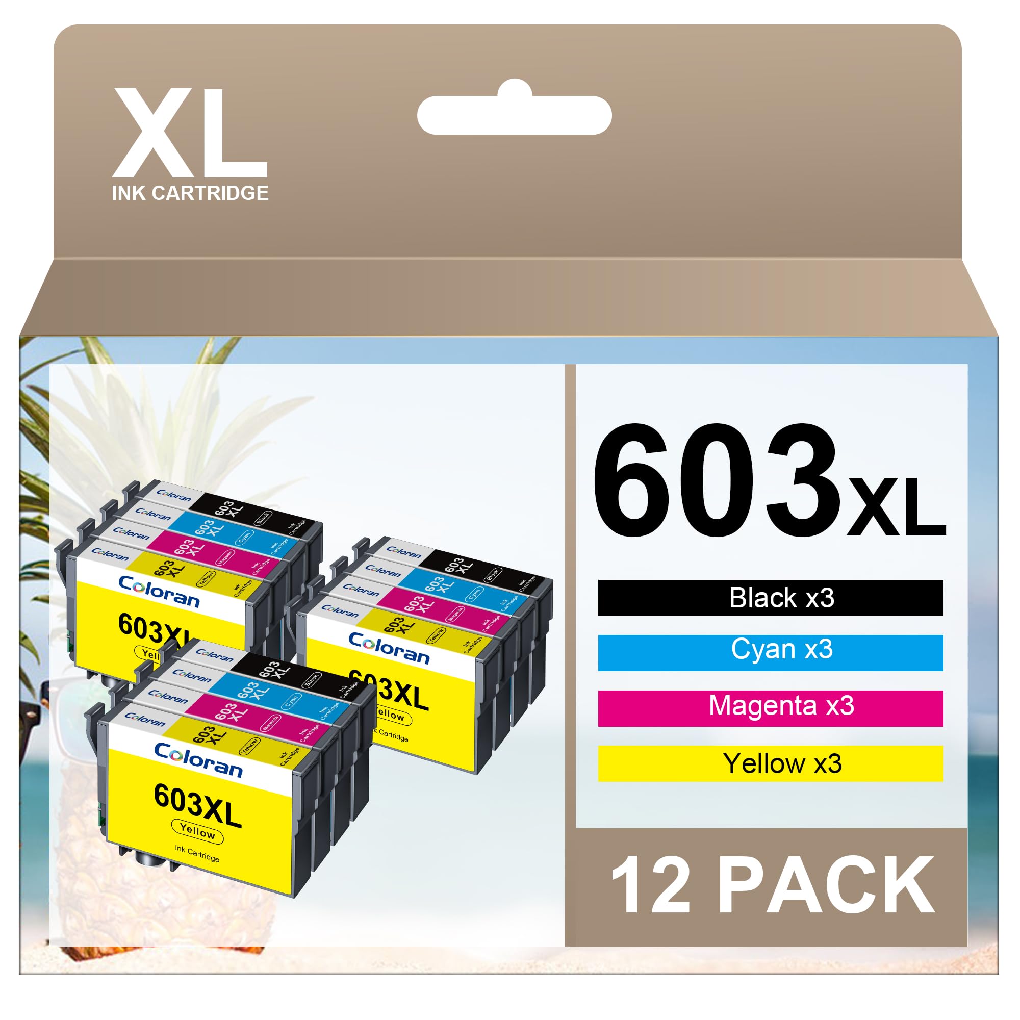 Coloran 603XL Cartucce Compatibili per Epson 603 XL per Expression Home WF 2810 XP-2100 3105 4100 2105 2150 3100 4105 2155 3150 3155 WF-2820 WF-2830 WF-2835 (3 Nero, 3 Ciano, 3 Magenta, 3 Giallo)
