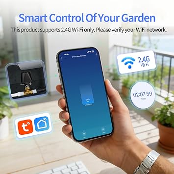 WiFi Smart Water Valve, APP Remote Control, DN15 Ball Brass Water Valve, Compatible With Alexa, Google and Application Program iOS/Android, Only Supports 2.4 GHz WiFi (1/2)