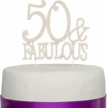 50 & Fabulous Cake Topper 50th Birthday Anniversary Decor For Women Men 50th Birthday Decorations Gold