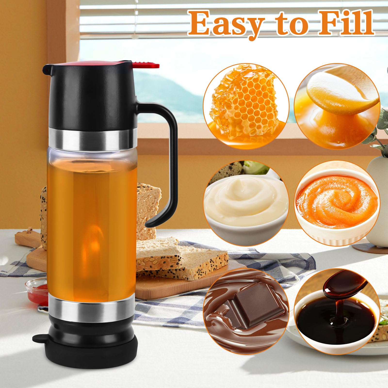 Distributeur De Miel En Verre, Anti-goutte, 350 Ml, Distributeur De
