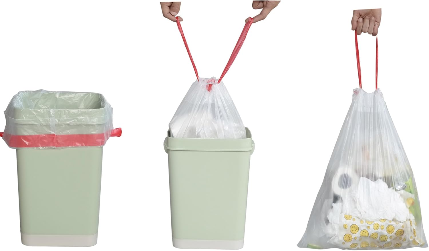 Pekky 2.6 Gallon Small Drawstring Trash Bags, Clear, Heavy Duty, 120 Counts