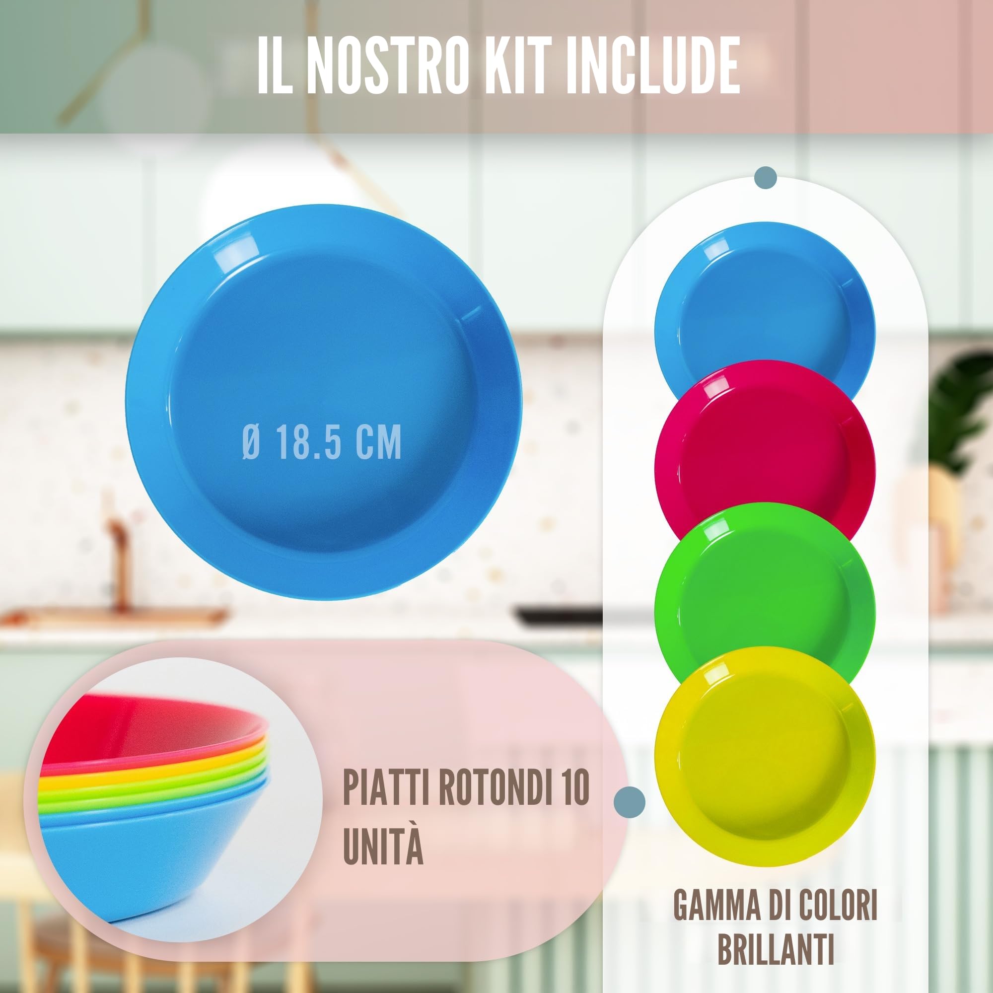 Confezione Da 10 Piatti Plastica Rigida Lavabili, Piatti Campeggio Per Feste Adatte Per Forno a Microonde e Lavastoviglie, Piatti Plastica Rigida per Piscina e Giardino