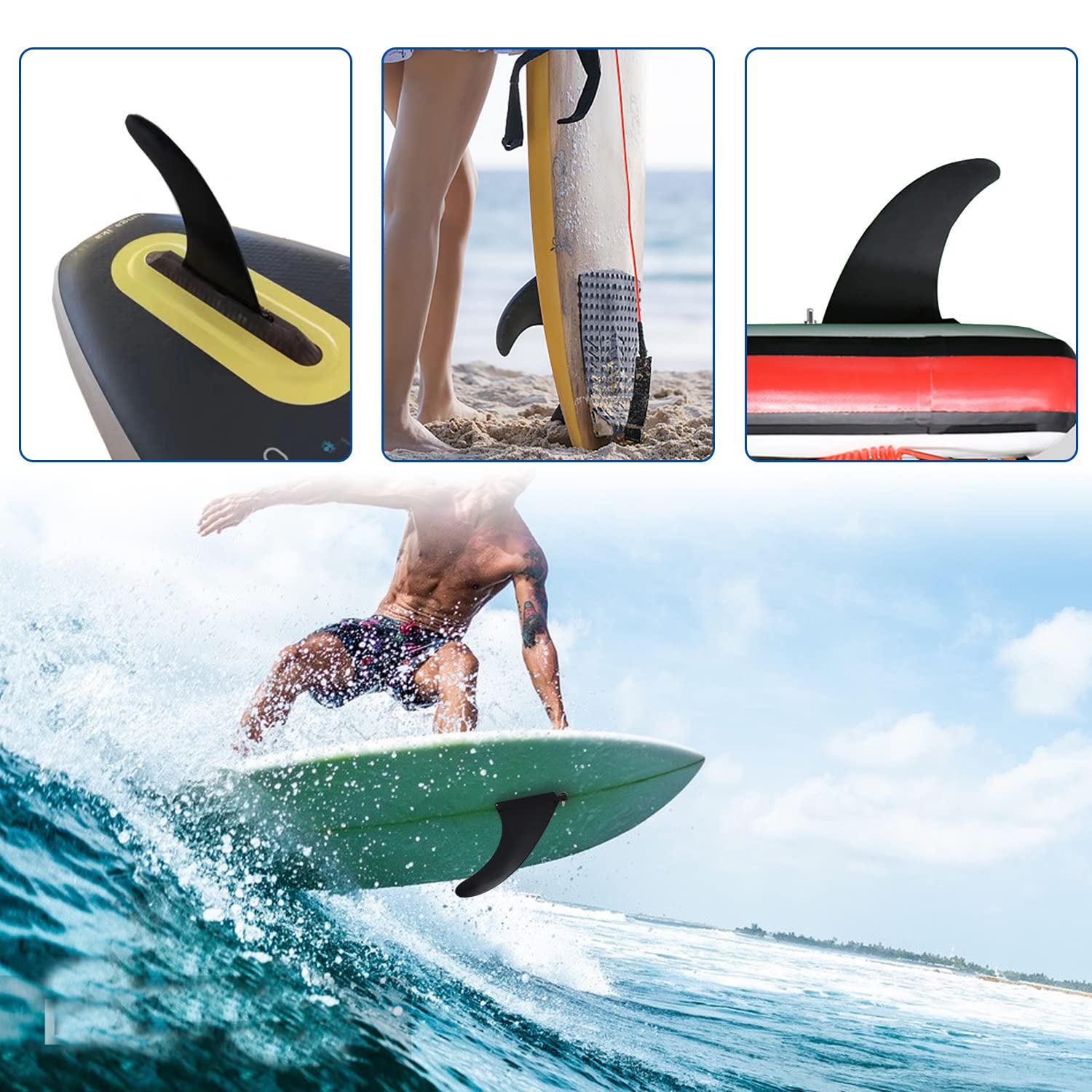 Aletas de Tabla de Surf Desmontables, Quillas Surf Universales de Nylon para Surfboards, Longboard, SUP