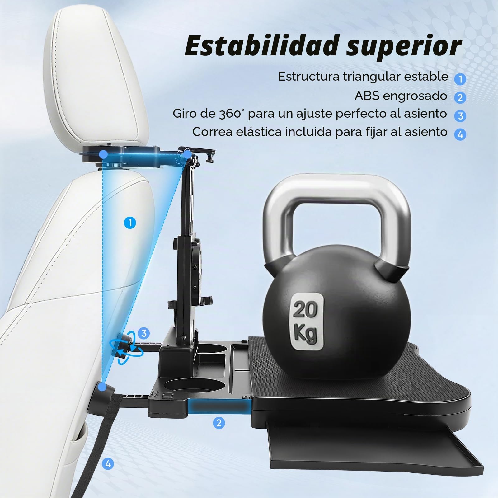 Mesa de Coche para Asiento Trasero de copiloto, Escritorio con Soporte para Bebidas y Soporte para teléfono móvil, Mesa de Comedor Multifuncional para Viajes en Coche, para Trabajar, Escribir