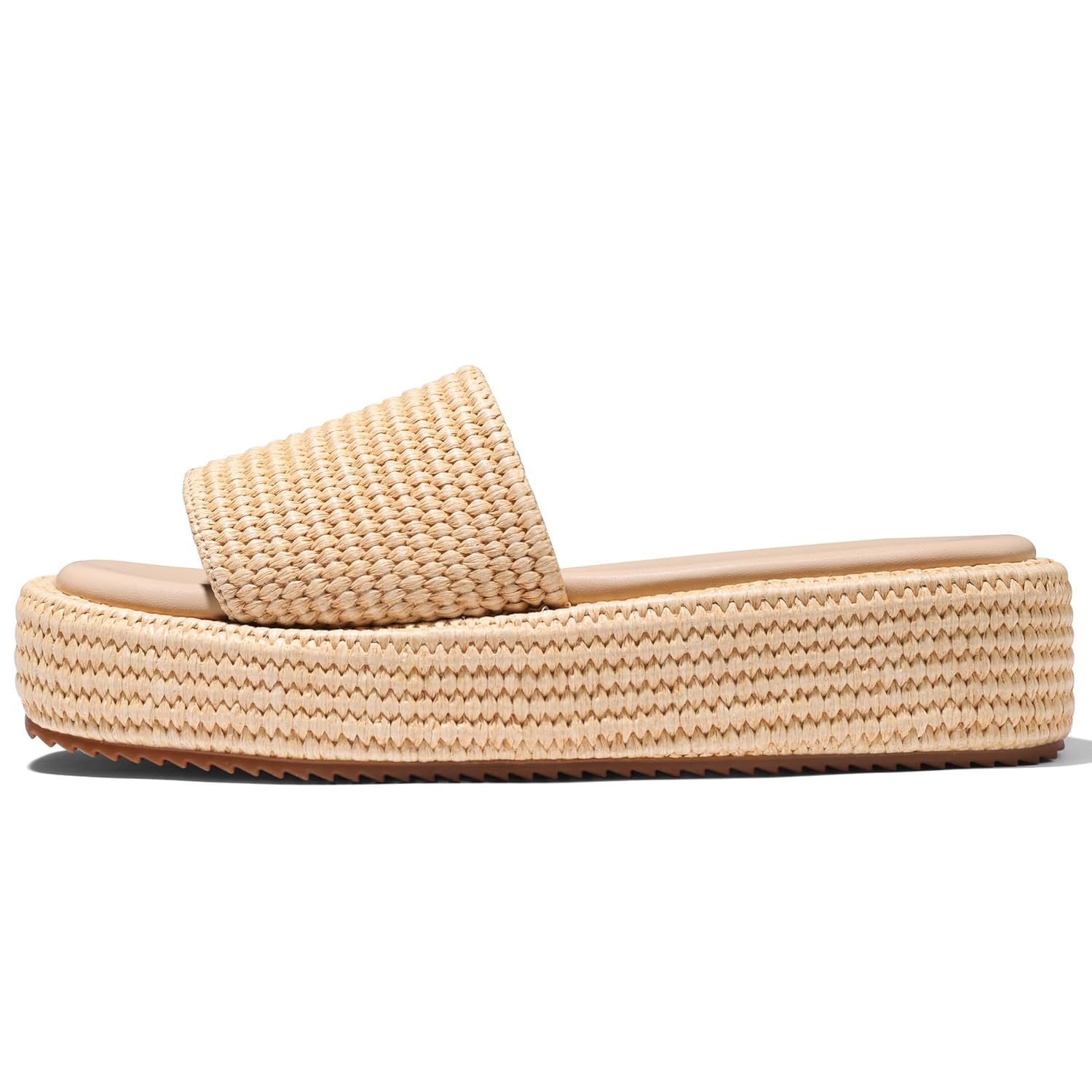 Erocalli Platform Sandals Women Cute Wedge Espadrilles Slip on Summer Beach Raffia Vacation Sandal Comfortable Open Toe Dressy