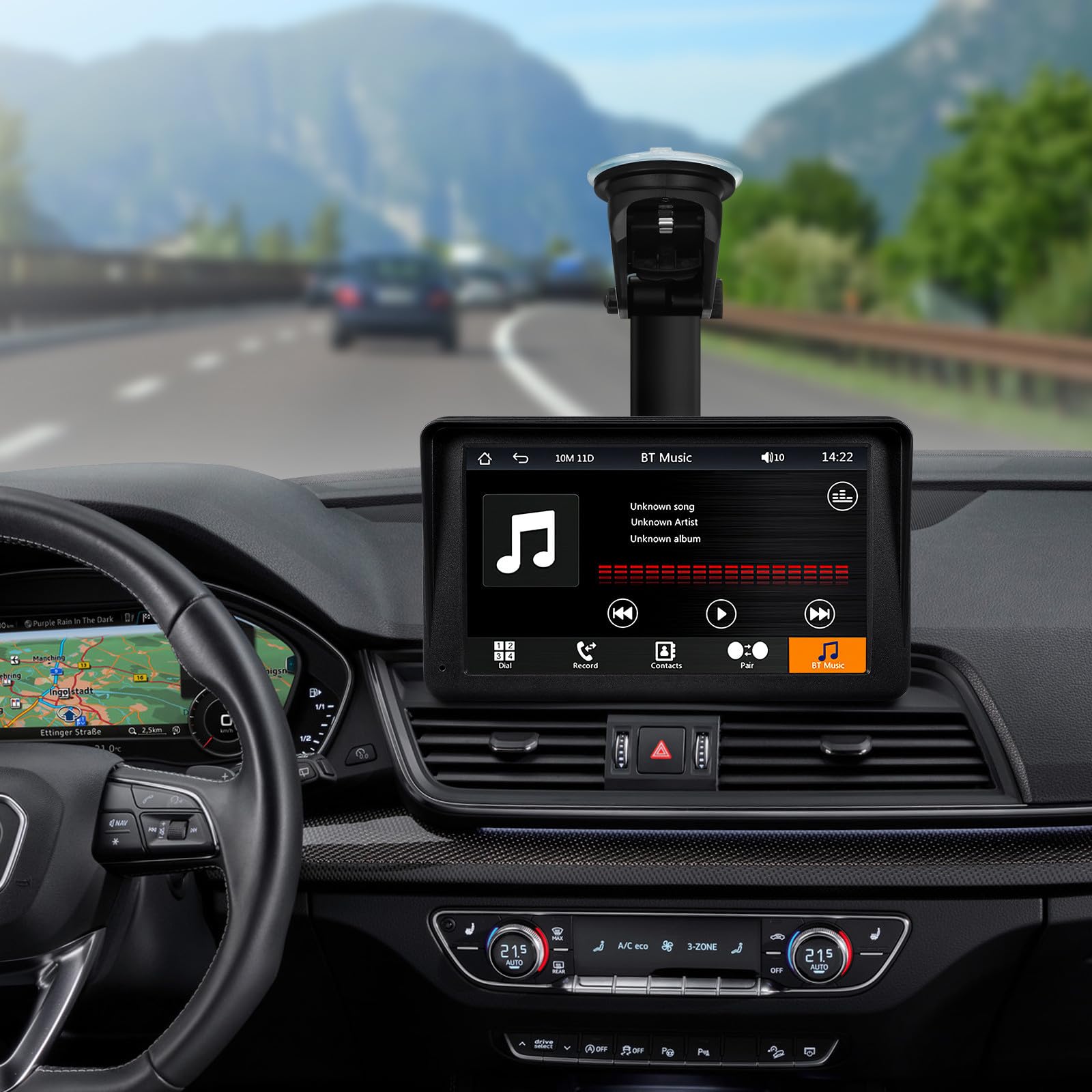 VALICLUD Autoradio sans Fil pour Voiture Fonction Assistance au Recul, Écran Tactile 7 Pouces, Résolution 1024x600, Compatible Parking, Matériau Abs Noir