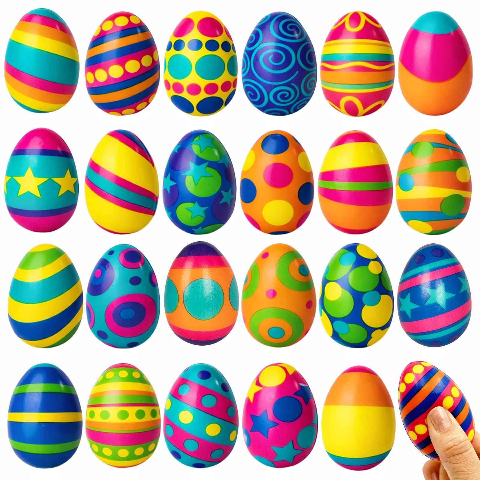 Photo 1 of PIONJOY 24 Pack Easter Eggs Slow Rising Squishy Toys, Colorful Squishy Easter Egg Bulks Stress Relief Fidget for Kids Toddlers Teens Boys Girls Easter Basket Stuffers Hunt Easter Party Favor