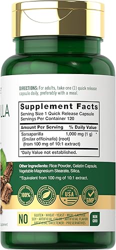 Miniatura 2 de Carlyle Cápsulas de raíz de zarzaparrilla de 1000 mg | 120 unidades | Suplemento sin OMG, sin gluten