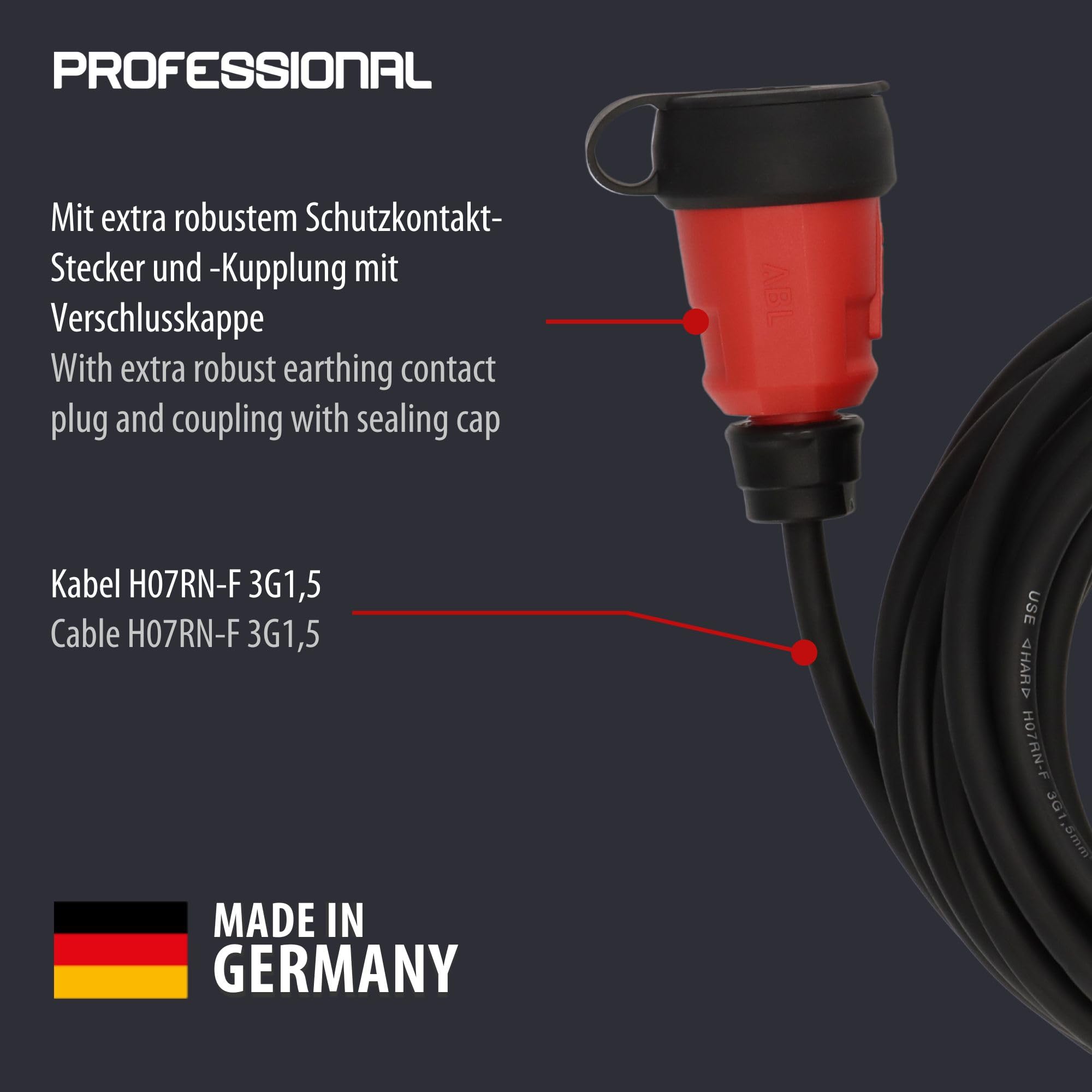 Brennenstuhl Professional przedłużacz VN 1100 (10 m kabel H07RN-F 3G1,5 w kolorze czarnym, zastosowanie na placu budowy i na stałe zastosowanie na zewnątrz IP44, Made in Germany)