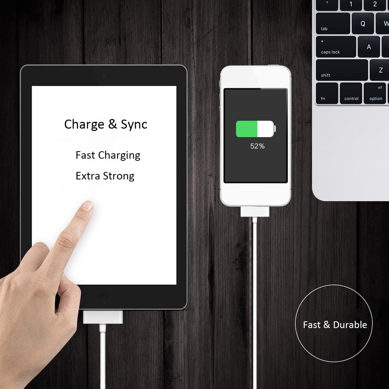 Pocxwa USB Charger Cable Compatible for iPhone 4, Old iPad & iPod Classic