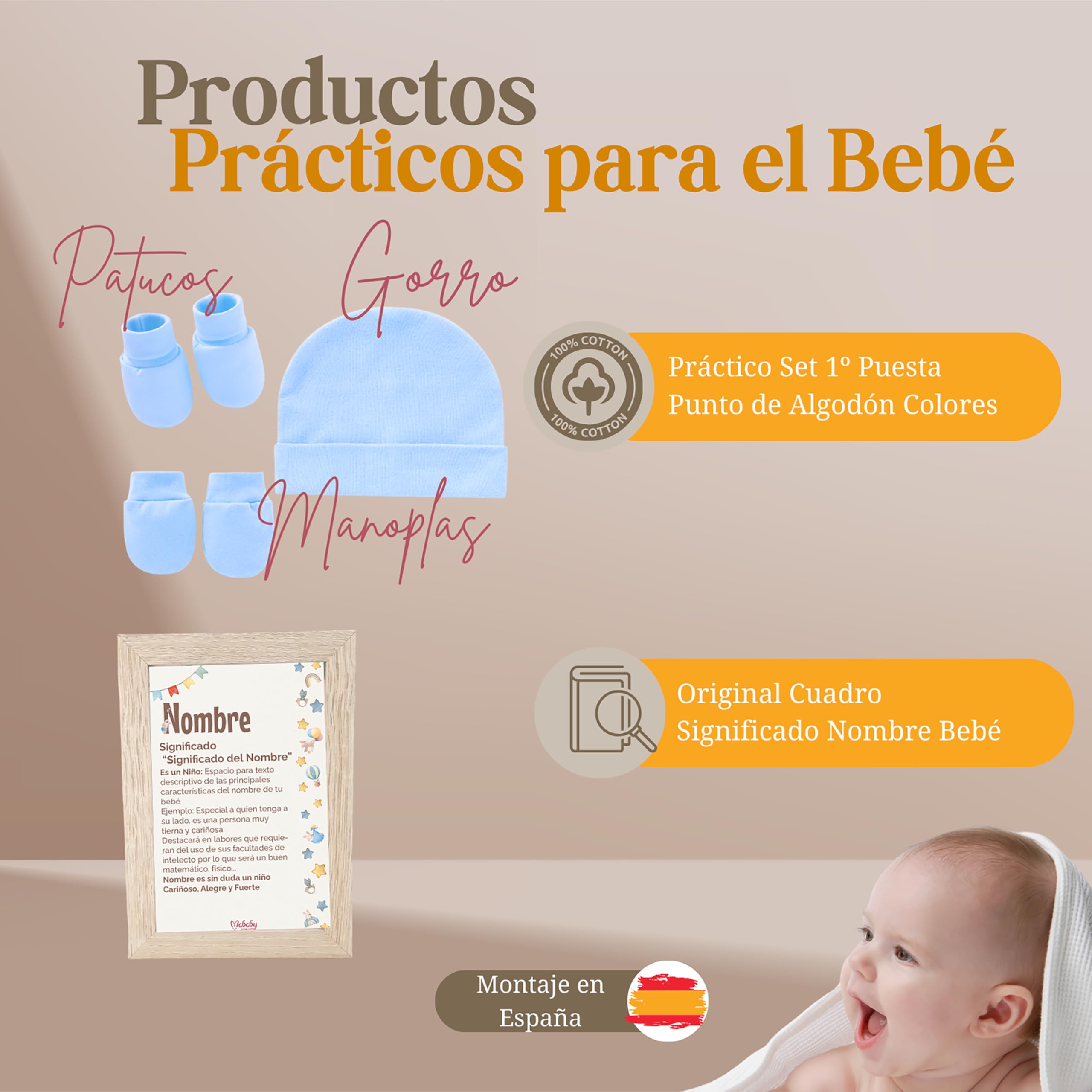 Cesta de Bebé Personalizada My Little Velvet (Maquillaje) | Cesta bebé personalizada con cosmética natural, dou dou bordado, mini pastel de pañales y marco con significado del nombre