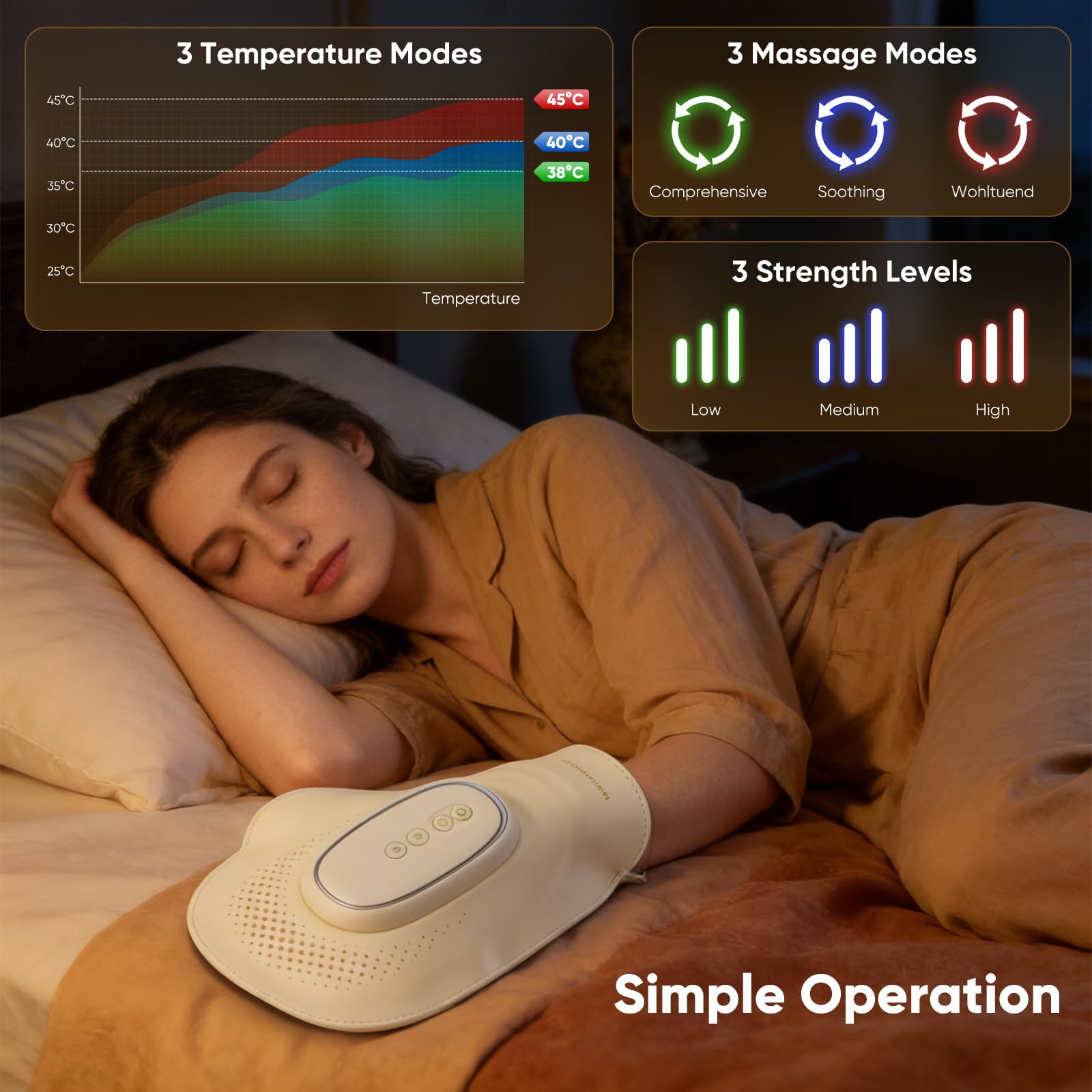 Handmassagegerät mit Wärme & Kompression, Elektrischer Handmassager zur Linderung von Arthritis & Karpaltunnelsyndrom, 3 Massagemodi & 3 Heizstufen, USB Kabellos, Geschenk für Familie & Freunde