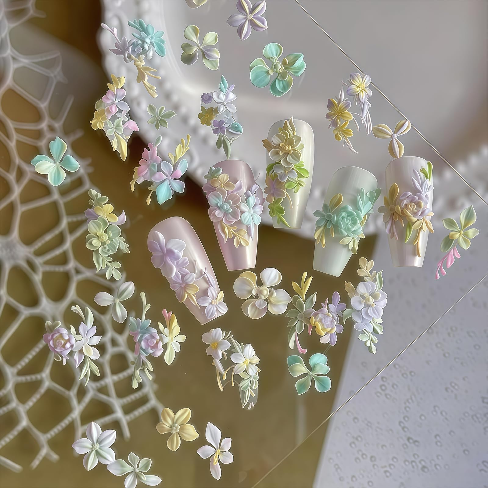 Forme per Unghie 3D Fiori in Silicone Strumenti per Unghie Fiori Primavera Gel Nail Art Charms in Resina per Decorazioni Unghie Accessori per Design Unghie
