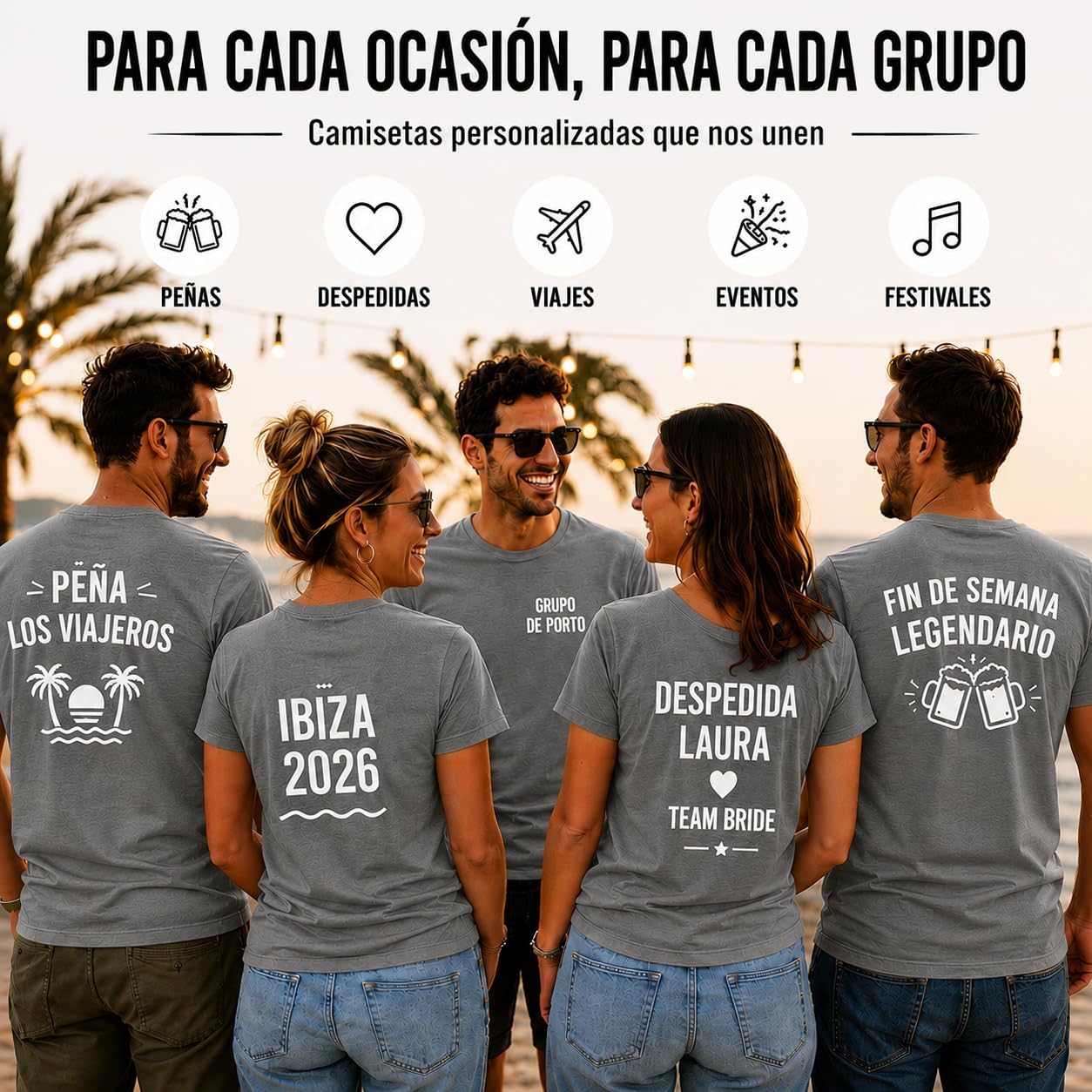 Pack 10 Camisetas Técnicas Personalizadas para Peñas, Despedidas y Grupos | Camisetas Deportivas Unisex para Eventos y Amigos (FR/ES, Letras, XXL, Gris)