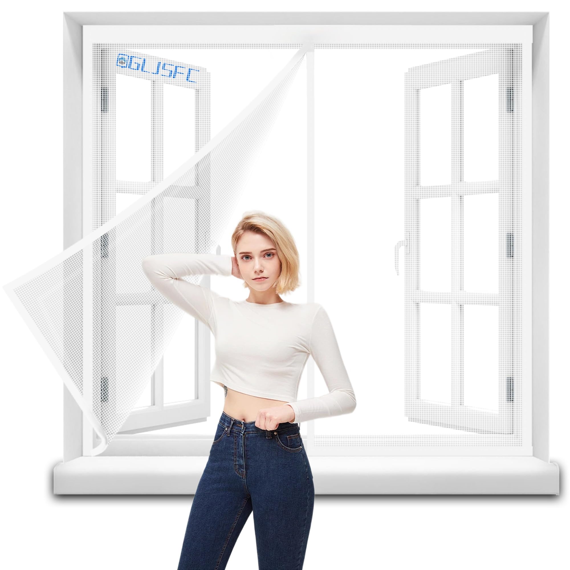 Transparent Window Curtain Magnetic Window Cover 75x195cm Screen Door Self-Closing Privacy Screen Door Hands Free for Patio, Kitchen, Bedroom White