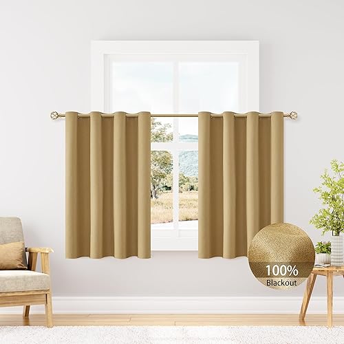 Miniatura 186 de ChrisDowa Cortinas 100% opacas de abedul liso de 96 pulgadas de largo, 2 paneles para dormitorio, sala de estar, oscurecimiento de la habitación de