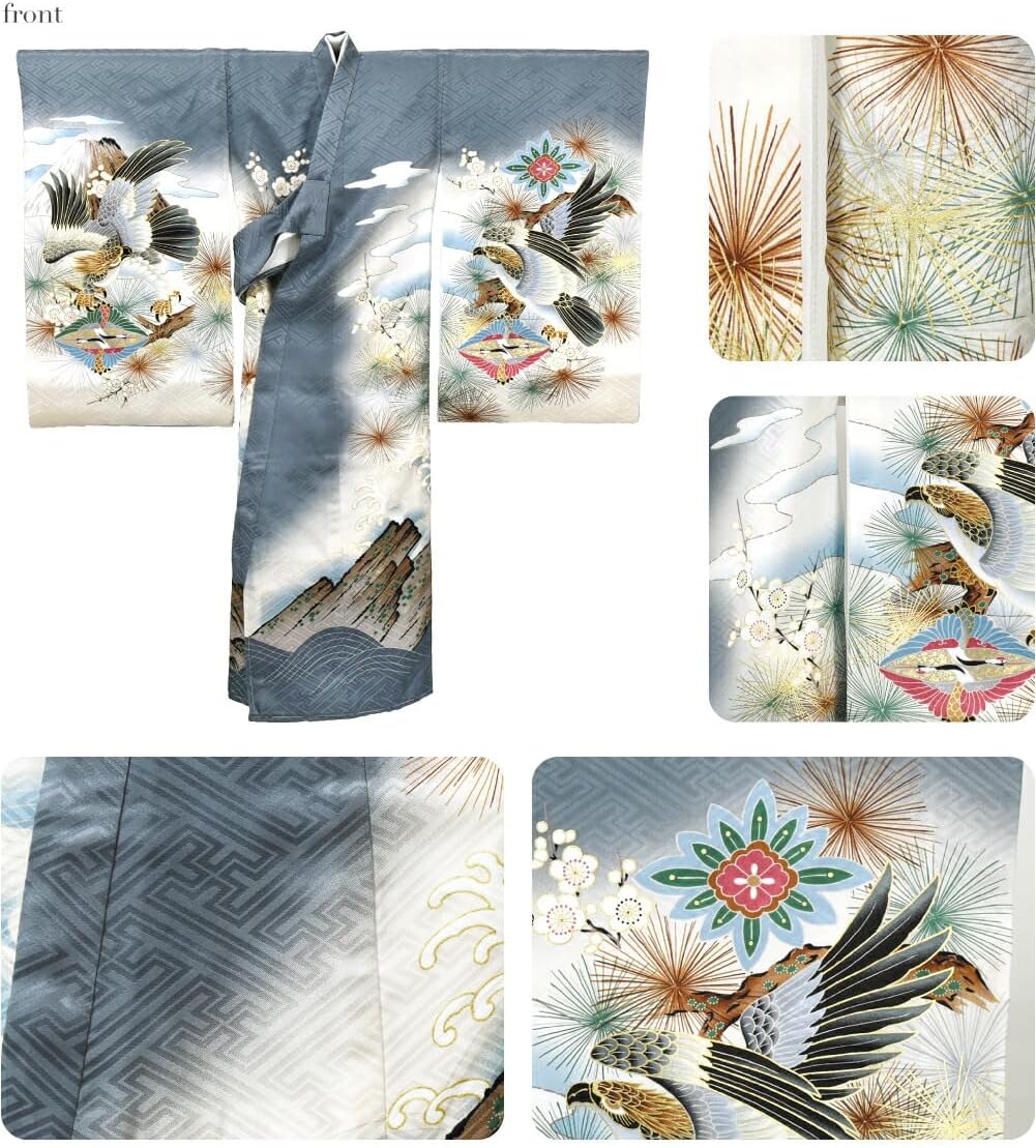 お宮参り 着物 [なごみや] 男の子 正絹 掛け着 金刺繍初着 産着 祝着 一つ身 のしめ ベビー