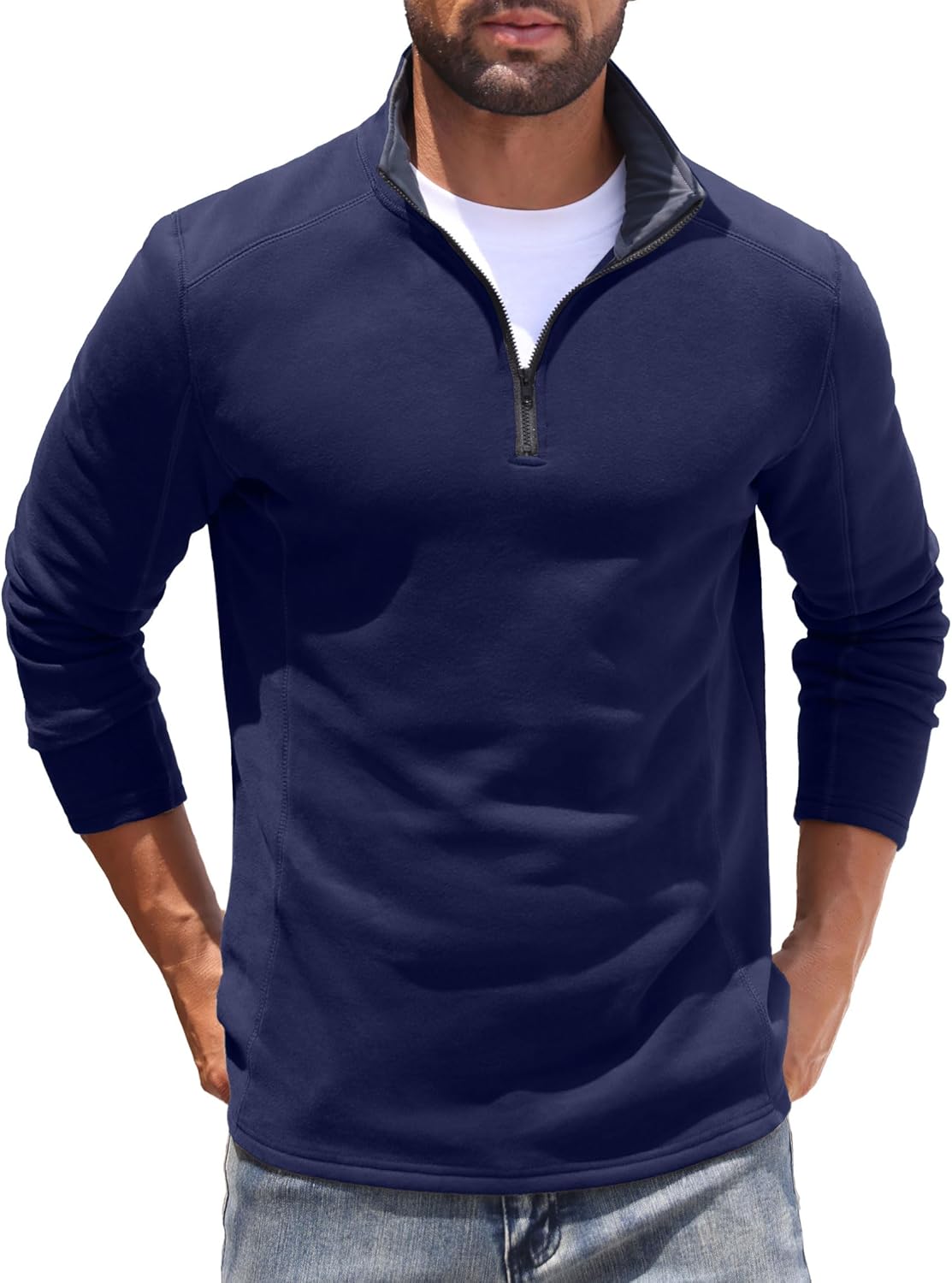 Sailwind Mens Quarter Zip Sweatshirt Fleece Long Sleeve Pullover Casual Mock Neck Polo Sweater - Image 4