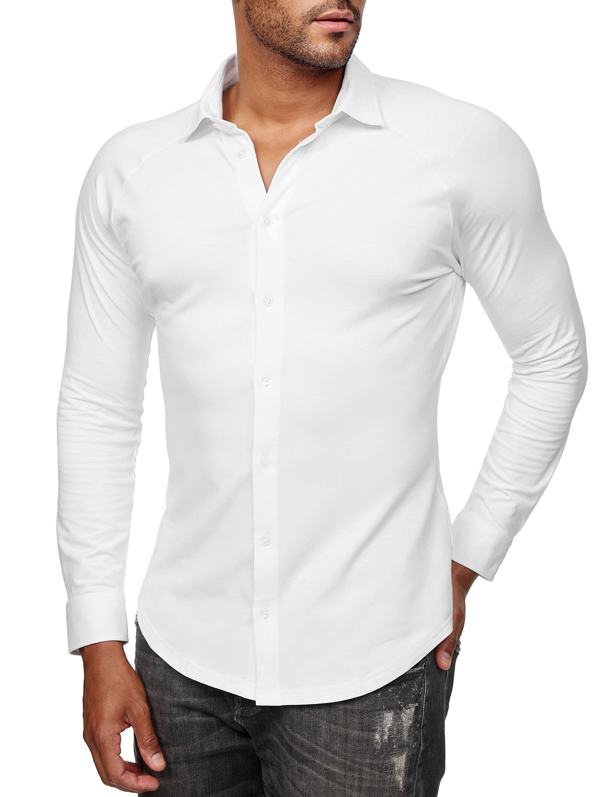 Herren Slim Fit Stretch Jersey-Hemd | Luxuriöse Supima®-Baumwolle | Soft Touch | Bügelfrei | Atmungsaktiv | Für Business & Freizeit
