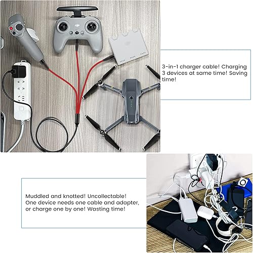 Miniatura 4 de Cargador para DJI Neo, Mini 4K, 2 SE, 3 Pro, 4 Pro, Air 2S, Avata, Mavic Drones - Cable de carga rápida 3 en 1 USB tipo C 3A con adaptador de 18 W