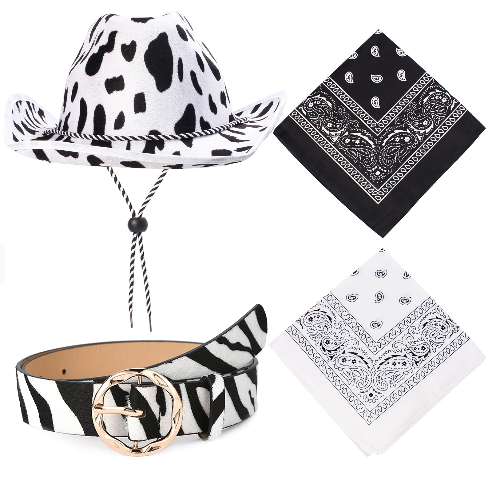 Buy Keymall Cow Print Cowboy Hat Western Cowboy Costume Accessories Set