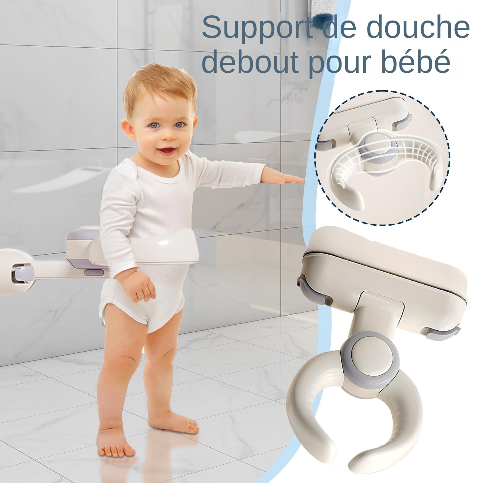 Soporte Para Ducha De Bebé Soporte para Bañera de Bebé de Pared con Base | Accesorios de Baño Plegables para Bebés y Niños Pequeños, para el Cuidado Infantil en el Hogar