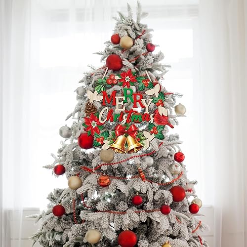 Miniatura 6 de Corona de madera para puerta delantera, porche, ventana, decoración para colgar en la pared (XMAS)