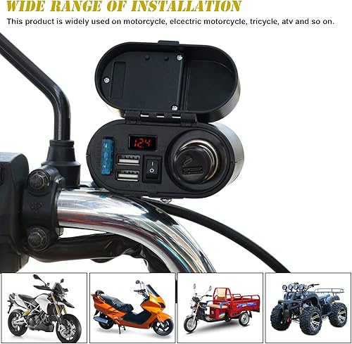 Miniatura 6 de BlueFire Cargador USB dual de 5 V/3 A, impermeable, para manillar de motocicleta y espejo retrovisor, adaptador de corriente con enchufe para