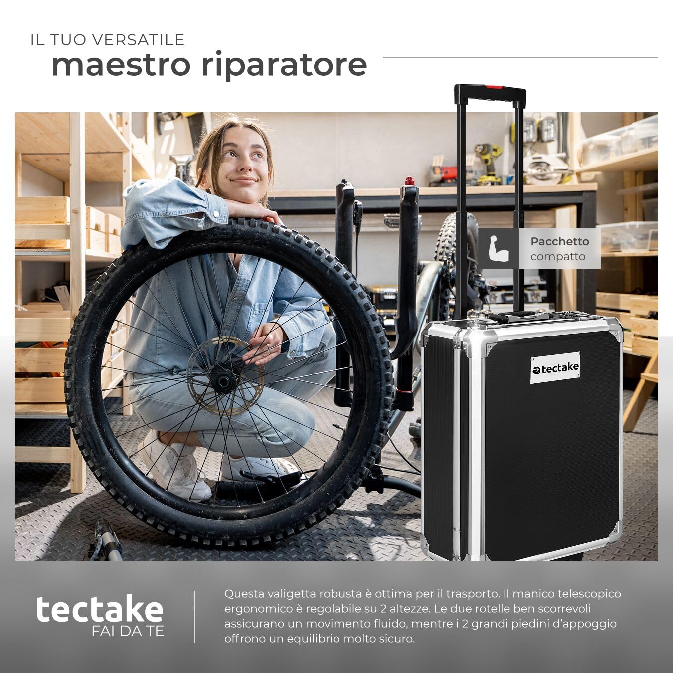 tectake® 1200 Set di Attrezzi Trolley, Valigia Alluminio, Porta utensili, Portautensili, Cassetta, Valigetta da Lavoro, Attrezzi da Lavoro, Trolley Porta Attrezzo