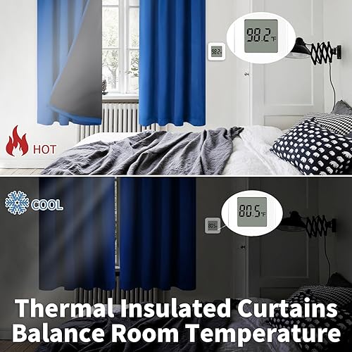 Miniatura 4 de BGment Cortinas 100% opacas para dormitorio de 63 pulgadas de largo, bolsillo para barra con forro aislante térmico, cortinas de oscurecimiento de