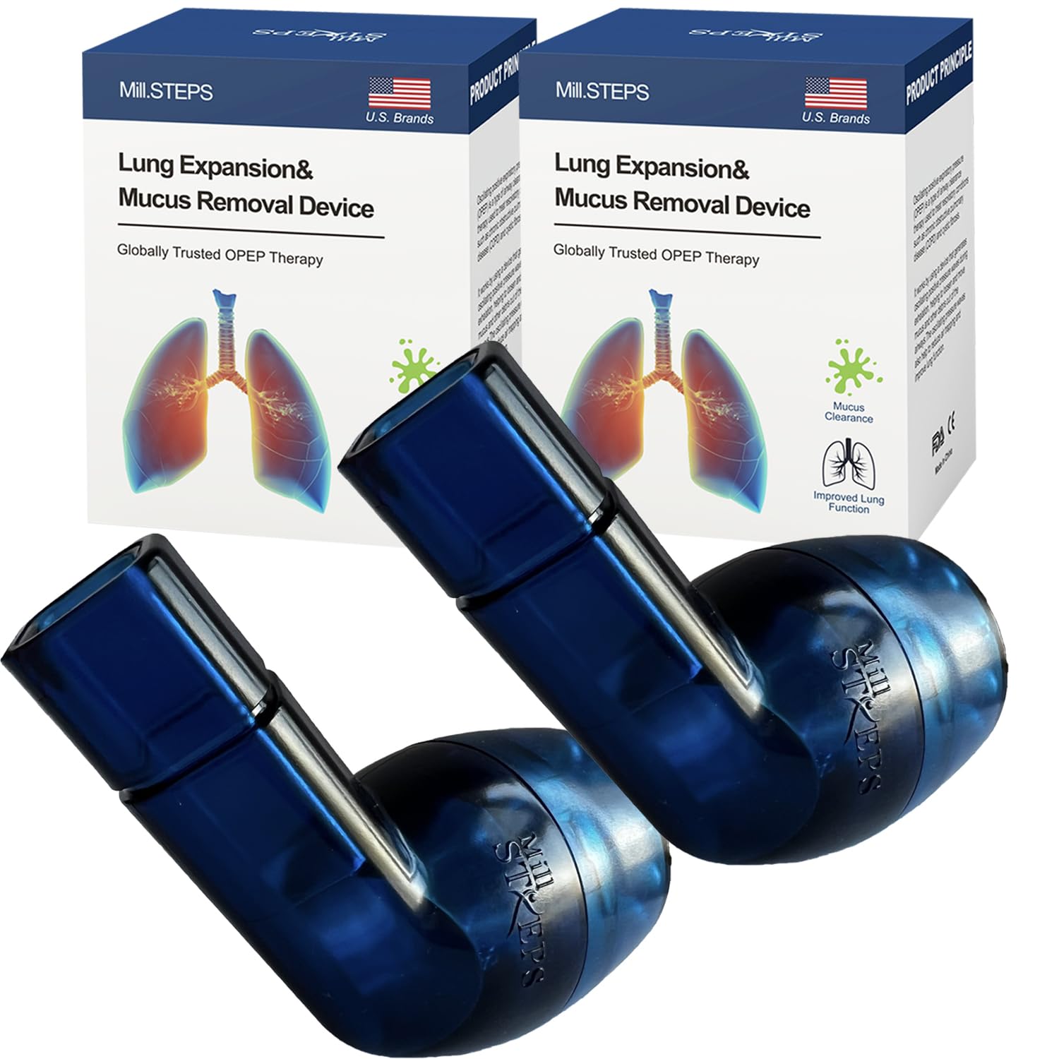 2PCS MillSTEPS Appareil d'exercice respiratoire pour Les poumons, l'expansion pulmonaire et Le Dispositif de soulagement du mu-cus (Vert)