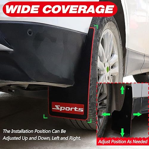 Miniatura 6 de TUCAREST Guardabarros universales para coche con reflexión nocturna, goma suave para todo tipo de clima, cuerpo ancho, se adapta a sedán, camioneta,