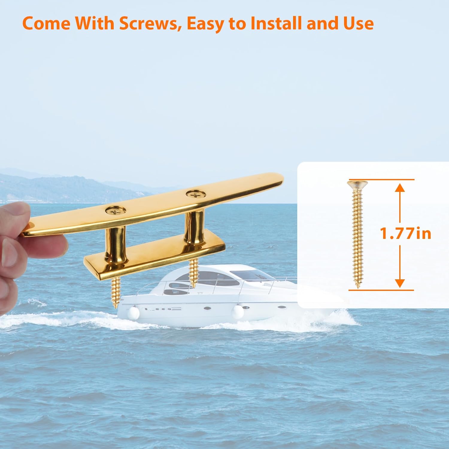 4 Inch/5 Inch/6Inch/8 Inch/10 Inch 316 Stainless Steel Boat Cleats,Open Base Dock Cleats with Installation Screws,Boat Dock Cleats Rope Cleat for Boat Docks,Decks or Nautical Decor (2/4/6/8 Pack)