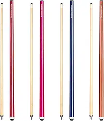 Conjunto de 4 tacos de sinuca de 147 cm com ponta de couro de fibra de 13 mm, 4 cores para iniciantes, comerciais e entretenimento doméstico (pacote com 4)