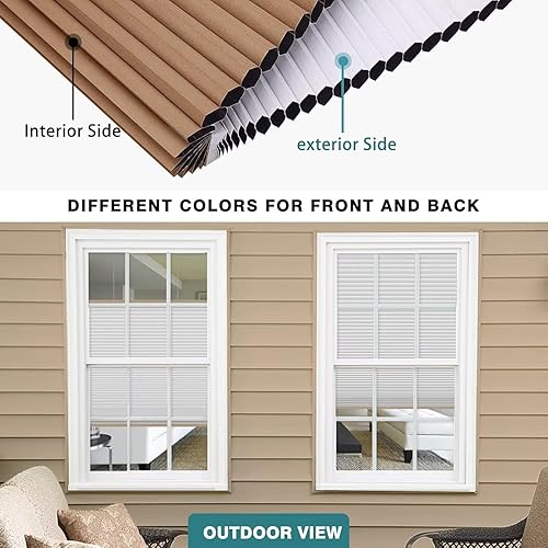 Miniatura 13 de Changshade Persianas celulares opacas de arriba hacia arriba, opacas, sin cables, de arriba hacia abajo, persianas celulares de panal para ventanas