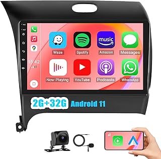 2+32GB CAMECHO Android 11 Car Stereo for Kia Forte K3 Cerato 2014-2018 with Wireless Apple Carplay Android Auto 9 Inch Car Radio Bluetooth GPS Navigation HiFi FM/RDS Head Unit with Backup Camera