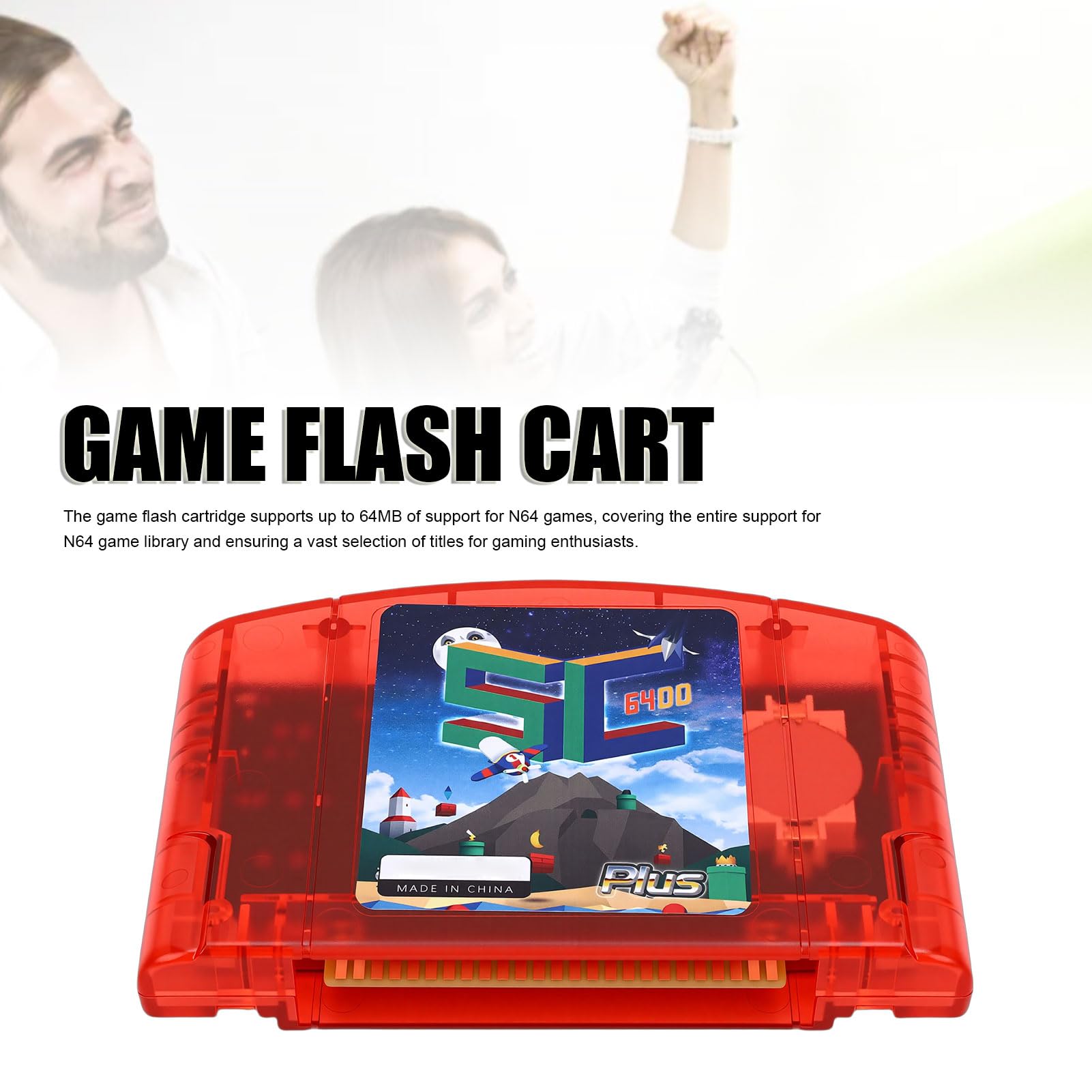 CCYLEZ Tarjeta Flash de Código Abierto, Compatible con Tarjeta Grabadora de Lector de Juegos N64 con Memoria de 64 MB y Velocidad de Transferencia Rápida de 23,8 MiB/s, para Juegos Retro (rojo