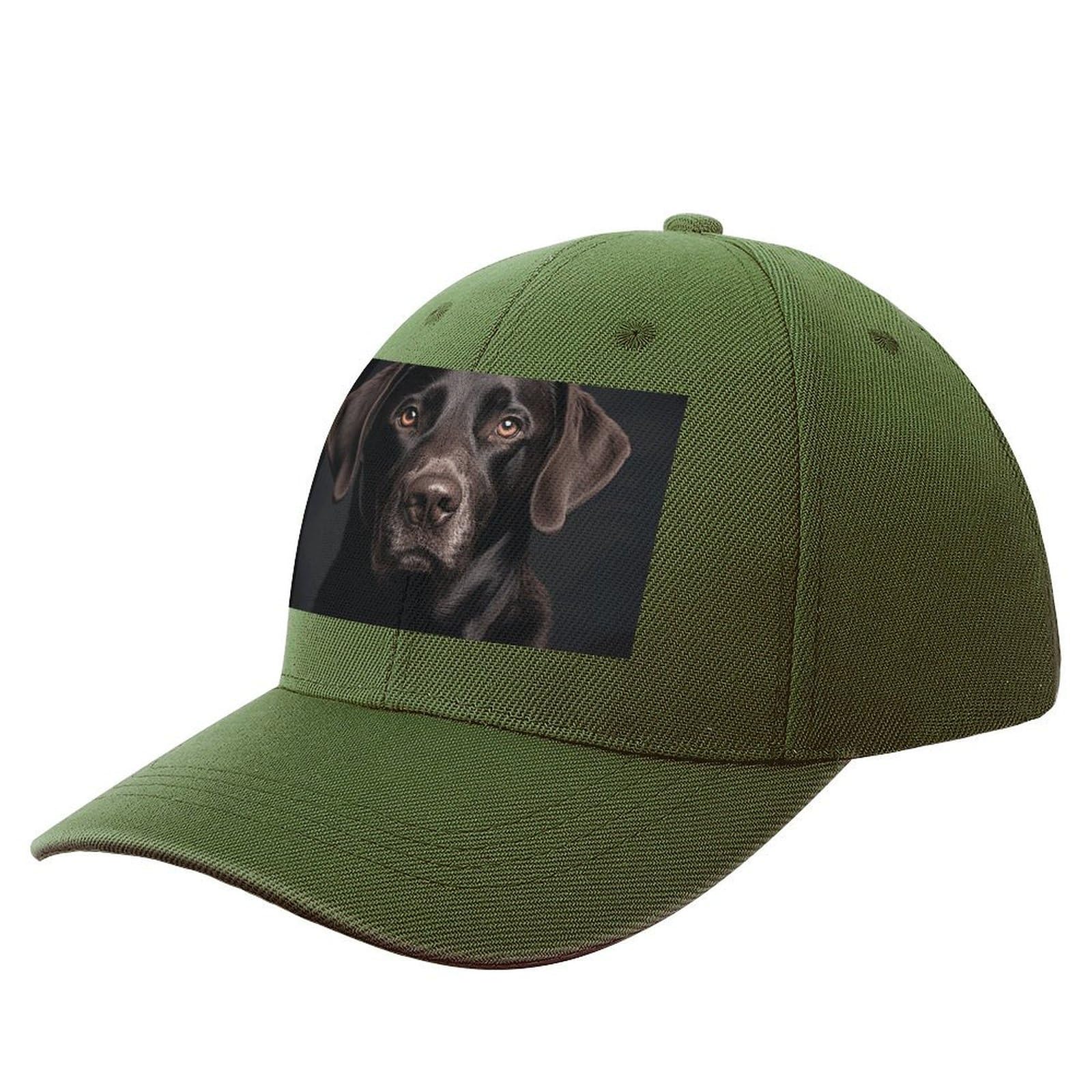 Black Lab Dog Trucker Hat Baseball Cap Men Women Golf Hat Adjustable Fender Hats for Running Fishing Gym, Army Green-style, One size