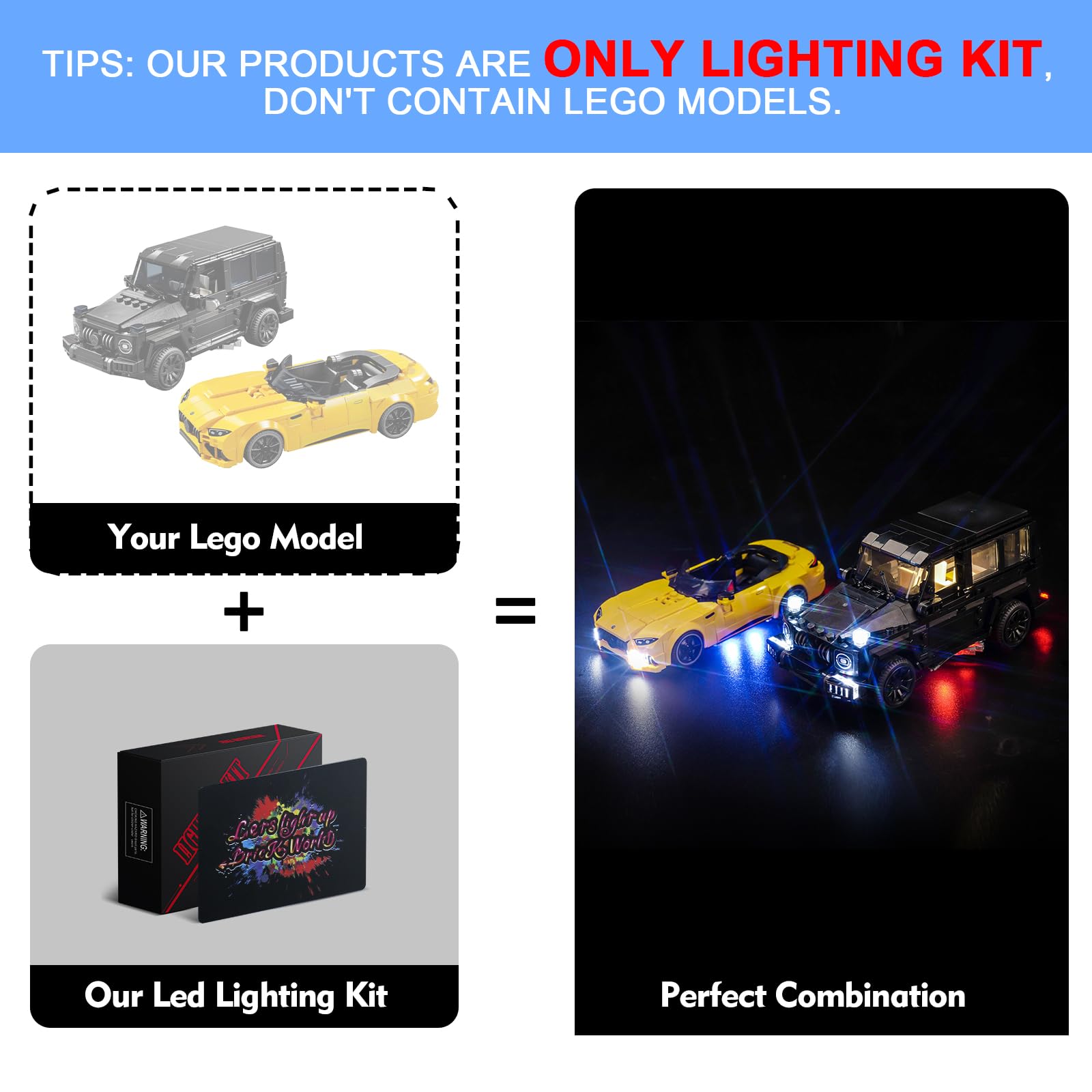 LocoLee Led Light Set Compatible with Lego 76924 Mercedes-AMG G 63 & SL 63 Led Decoration Lighting Kit Compatible with Lego 76924 Building Blocks Model,Only Lights Set,No Model - Image 2