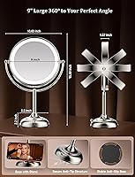 Vista 6 de VESAUR 2026 Upgraded 20X lighted makeup mirror with magnification, 9" 1X10X Magnifying Mirror with 3 Color Modes & Adjustable Brightness, 5000mAh