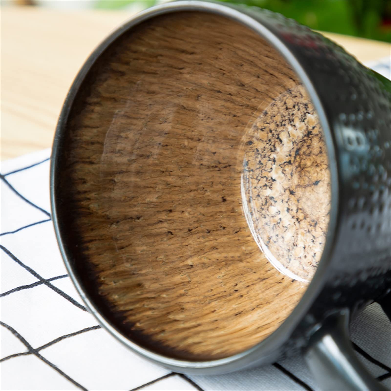 Ceramiczne kubki do kawy Biuro i dom, europejski retro o pojedynczej pojemności Duży kubek do herbaty na śniadanie Płatki owsiane z mlekiem - czarny duży kubek