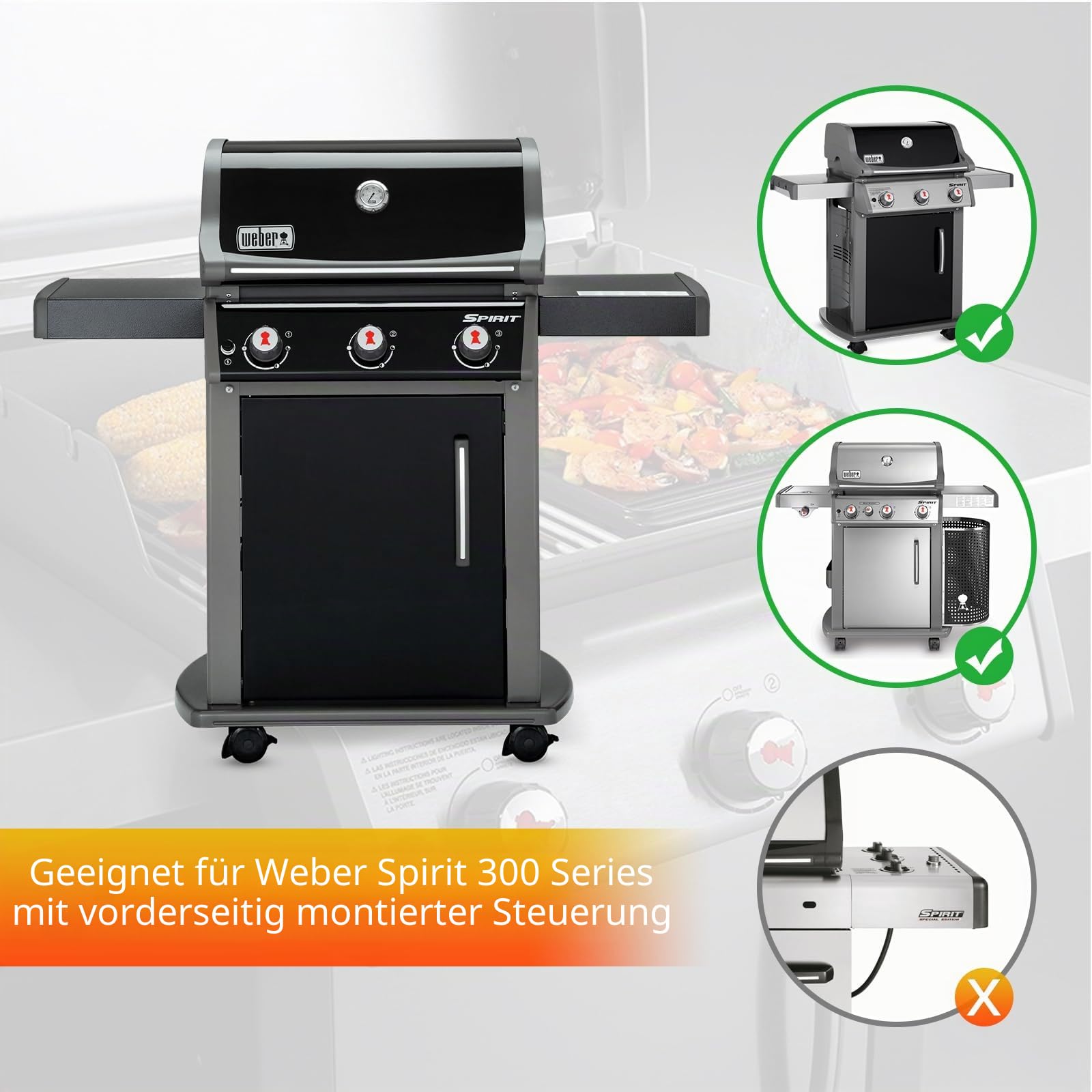 Gardenz 7636 Flavorizer Bar, 38.8cm Hitzeschild Ersatzteile für Weber Spirit 300 Serie,Edelstahl Brennerabdeckung für Weber Spirit E310 S310 E320 E330 zubehör mit vorne montierten Bedienfeldern.