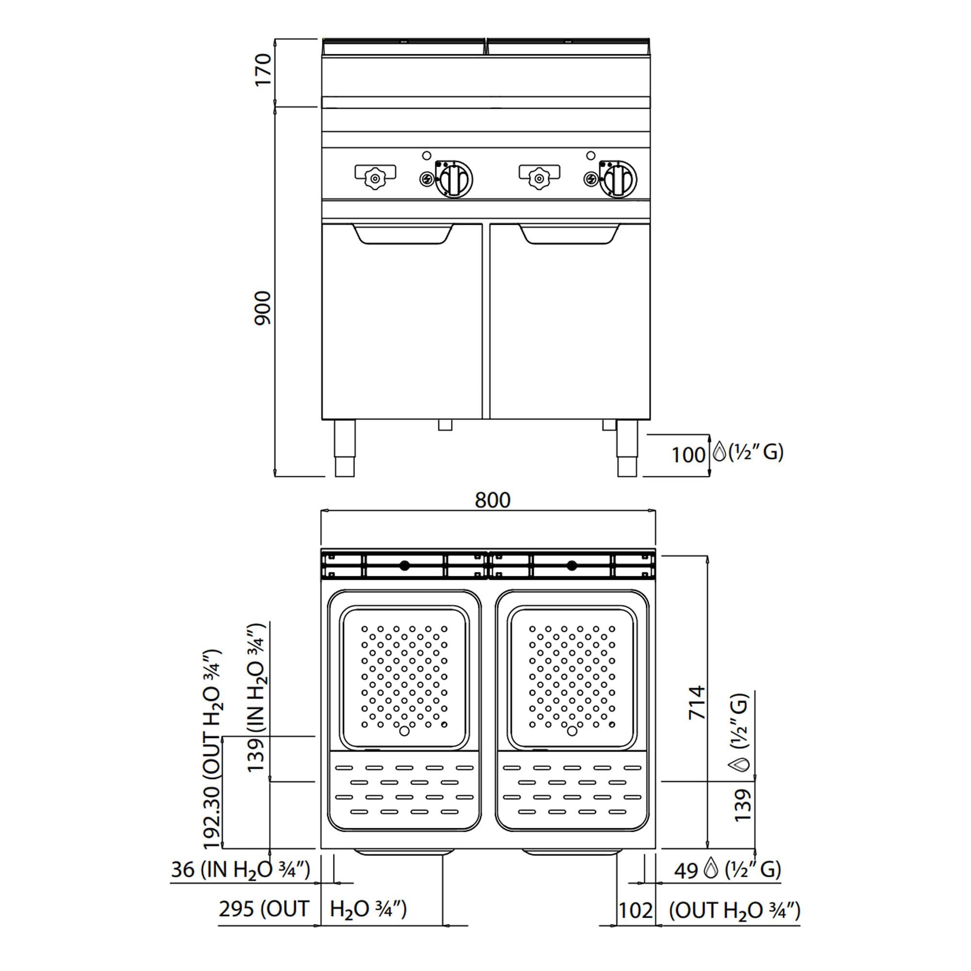 GGM Gastro | GNB879E | Gas Nudelkocher - 60 Liter - 20 kW