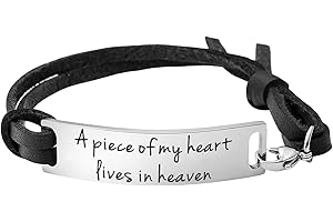 Christian Engraved Heartbeat Leather Bracelet, Inspirational Bible Verse Jewelry Gift for Mom