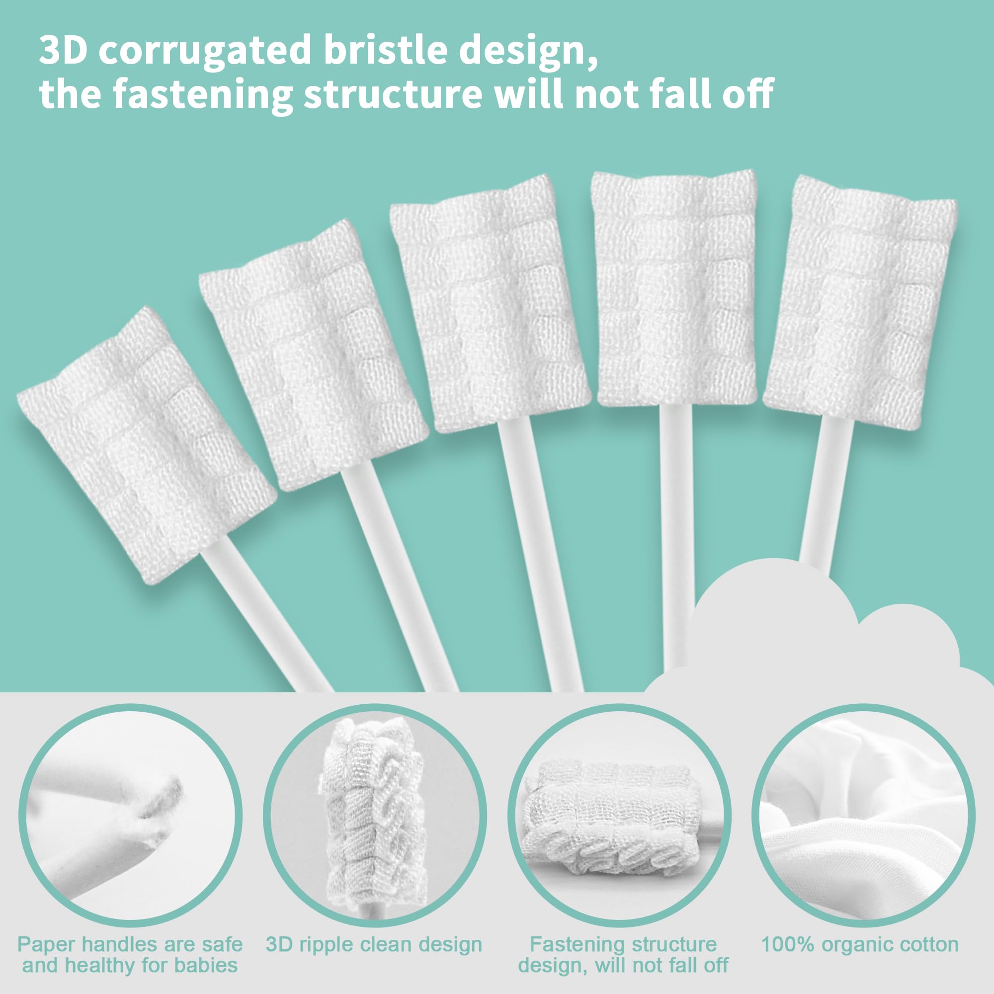 42PCS Baby Lingua Cleaner, Baby Mouth Cleaner neonato lingua Cleaning, usa e getta, garza gomma cura dentale per bambini 0-36 mesi + 1 spazzolino da dito con custodia
