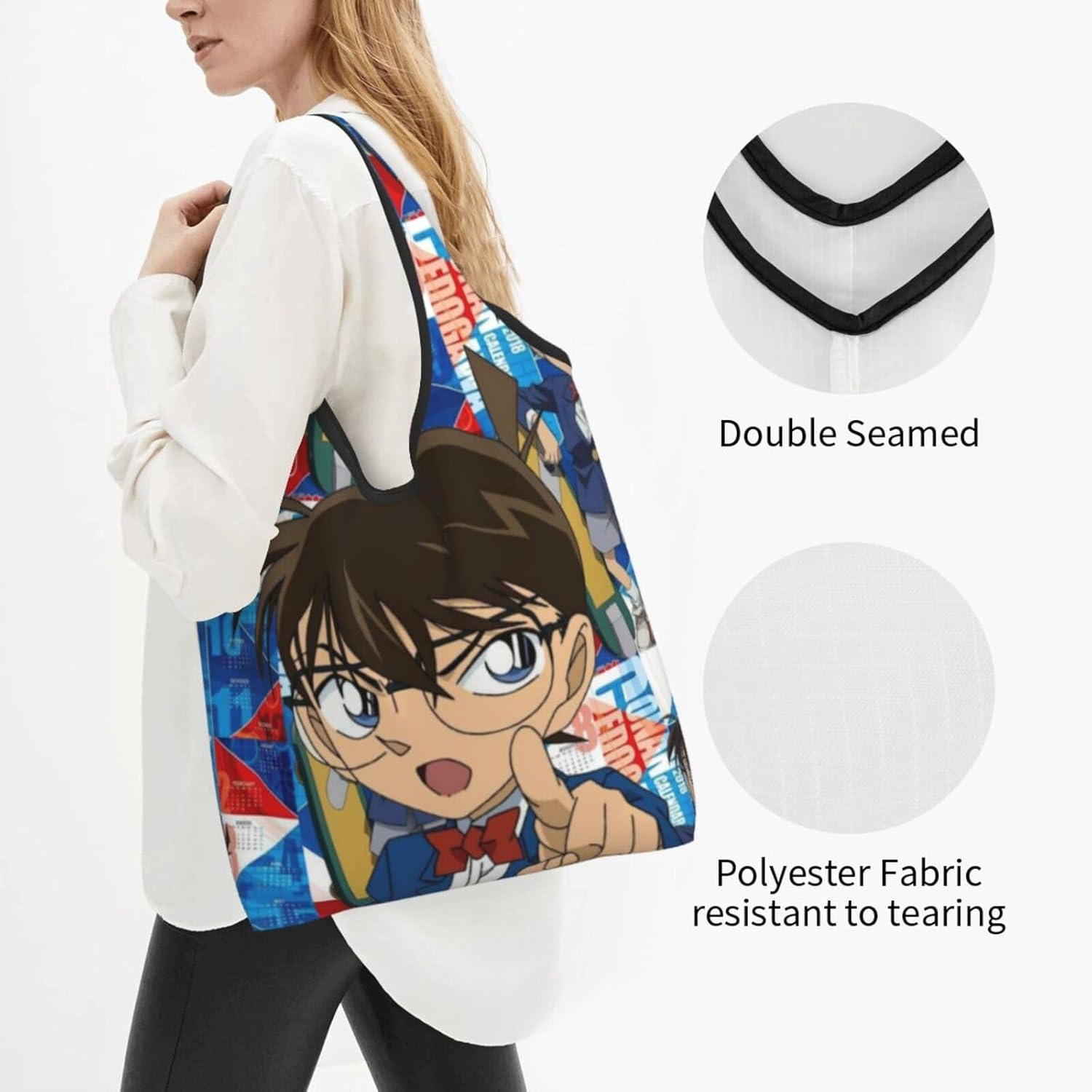 [Tioebnd] コナン 軽量片肩掛けコンビニエンスバッグ 大容量 折りたたみ ショルダーバッグ メンズ レディース 通勤通学