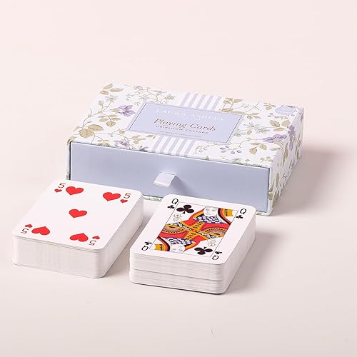 Miniatura 2 de Laura Ashley Heirloom Cottage - Juego de 2 barajas de cartas estándar en una elegante caja de almacenamiento, tarjetas de póquer floral y puente de